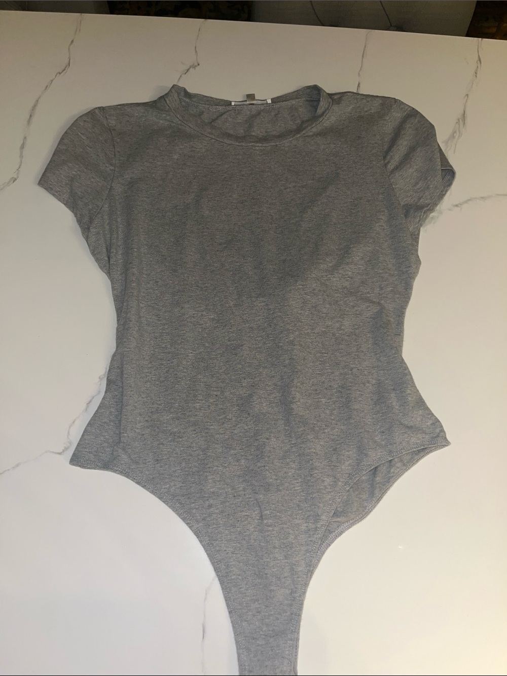 Reformation Gray Crewneck cut out back body suit XL